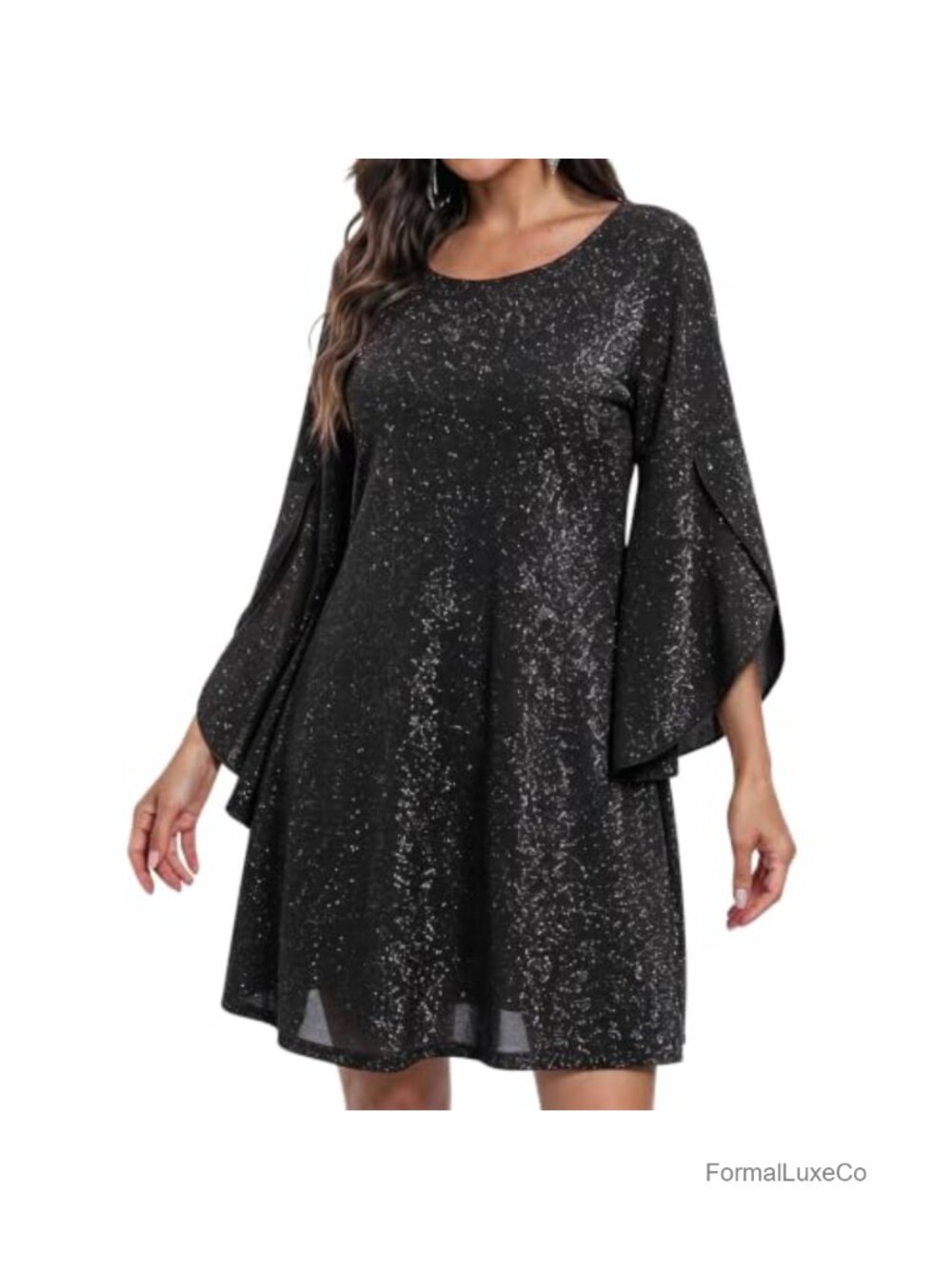 Sequin Cocktail Dress Long Sleeve A Line Evening Party Mini